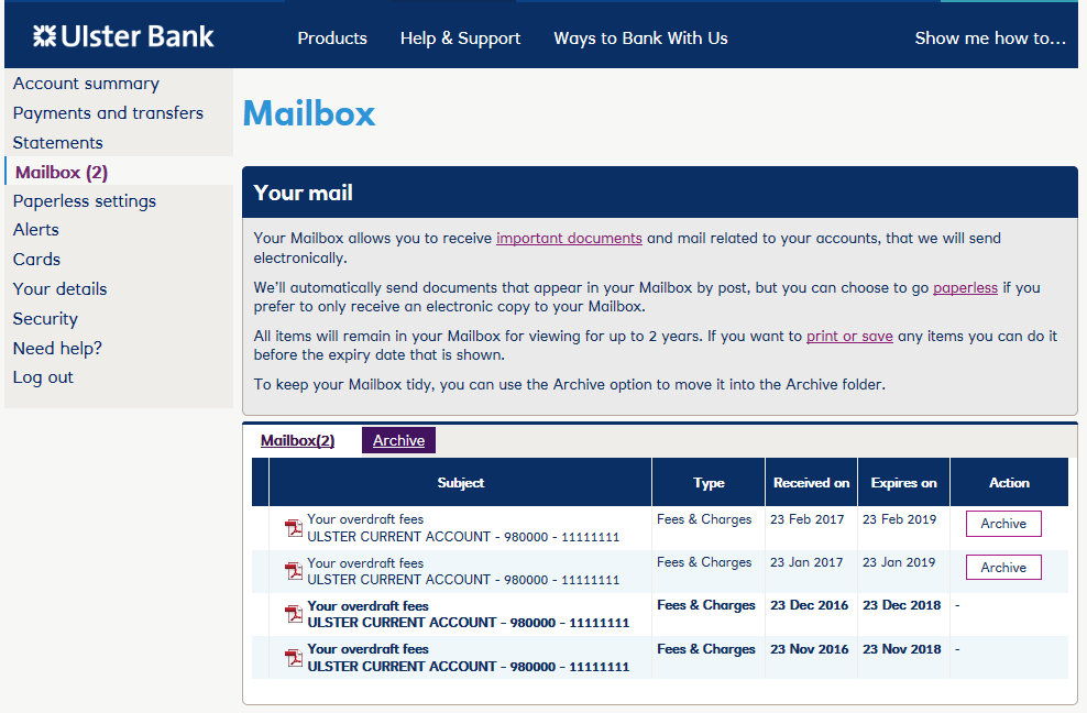Anytime Banking Mailbox